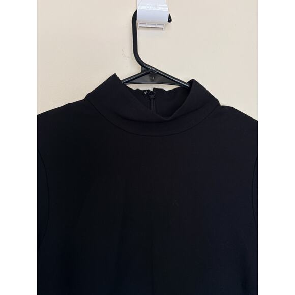 Alexis Classic Black Mock Neck Bell Sleeve Zip Back Stretch Top Shirt Small - Picture 3 of 6